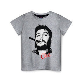 Детская футболка хлопок с принтом Че Гевара с сигарой в Курске, 100% хлопок | круглый вырез горловины, полуприлегающий силуэт, длина до линии бедер | che | guevara | гевара | куба | личность | революция | че