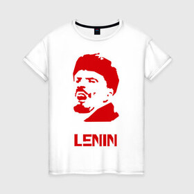 Женская футболка хлопок с принтом Ленин (2) в Курске, 100% хлопок | прямой крой, круглый вырез горловины, длина до линии бедер, слегка спущенное плечо | герб | коммунизм | ленин | молот | серп | советский | социализм | союз | ссср