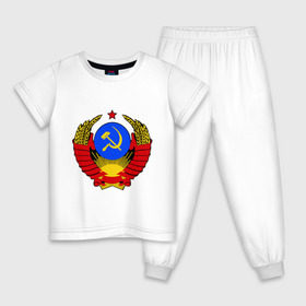 Детская пижама хлопок с принтом СССР (5) в Курске, 100% хлопок |  брюки и футболка прямого кроя, без карманов, на брюках мягкая резинка на поясе и по низу штанин
 | герб | коммунизм | молот | серп | советский | союз | ссср