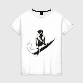 Женская футболка хлопок с принтом На гребне волны в Курске, 100% хлопок | прямой крой, круглый вырез горловины, длина до линии бедер, слегка спущенное плечо | surf | surfing | на гребне волны | серф | серфер | серфинг