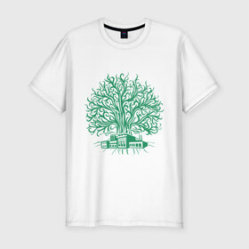 Мужская футболка премиум с принтом Экология в Курске, 92% хлопок, 8% лайкра | приталенный силуэт, круглый вырез ворота, длина до линии бедра, короткий рукав | Тематика изображения на принте: дерево | орнамент | узор