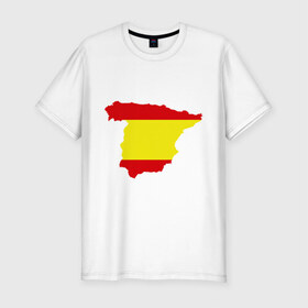 Мужская футболка премиум с принтом Испания (Spain) в Курске, 92% хлопок, 8% лайкра | приталенный силуэт, круглый вырез ворота, длина до линии бедра, короткий рукав | spain | государство | европа | европейский | испания | карта | мадрид | флаг