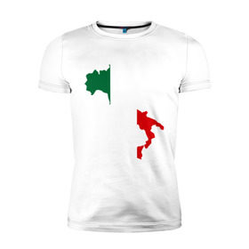 Мужская футболка премиум с принтом Италия (Italy) в Курске, 92% хлопок, 8% лайкра | приталенный силуэт, круглый вырез ворота, длина до линии бедра, короткий рукав | Тематика изображения на принте: italy | государство | европа | европейский | италия | карта | рим | флаг