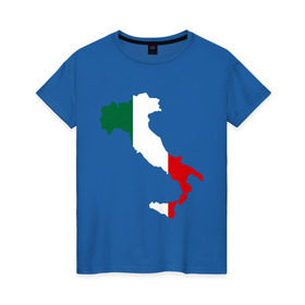 Женская футболка хлопок с принтом Италия (Italy) в Курске, 100% хлопок | прямой крой, круглый вырез горловины, длина до линии бедер, слегка спущенное плечо | italy | государство | европа | европейский | италия | карта | рим | флаг
