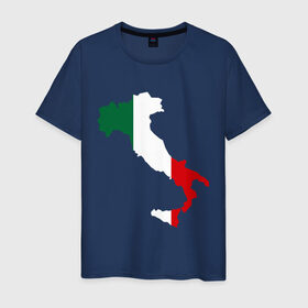 Мужская футболка хлопок с принтом Италия (Italy) в Курске, 100% хлопок | прямой крой, круглый вырез горловины, длина до линии бедер, слегка спущенное плечо. | italy | государство | европа | европейский | италия | карта | рим | флаг
