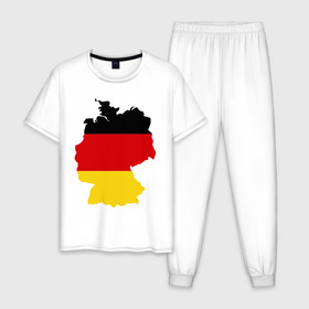 Мужская пижама хлопок с принтом Германия (Germany) в Курске, 100% хлопок | брюки и футболка прямого кроя, без карманов, на брюках мягкая резинка на поясе и по низу штанин
 | germany | германия | государство | европа | европейский | немцы | флаг