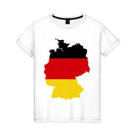 Женская футболка хлопок с принтом Германия (Germany) в Курске, 100% хлопок | прямой крой, круглый вырез горловины, длина до линии бедер, слегка спущенное плечо | germany | германия | государство | европа | европейский | немцы | флаг
