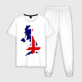 Мужская пижама хлопок с принтом Великобритания (Great Britain) в Курске, 100% хлопок | брюки и футболка прямого кроя, без карманов, на брюках мягкая резинка на поясе и по низу штанин
 | great britain | англия | британия | британский | великобритания | королевский | флаг