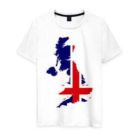 Мужская футболка хлопок с принтом Великобритания (Great Britain) в Курске, 100% хлопок | прямой крой, круглый вырез горловины, длина до линии бедер, слегка спущенное плечо. | great britain | англия | британия | британский | великобритания | королевский | флаг