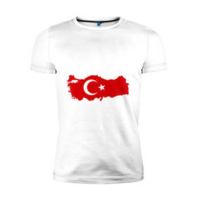 Мужская футболка премиум с принтом Турция (Turkey) в Курске, 92% хлопок, 8% лайкра | приталенный силуэт, круглый вырез ворота, длина до линии бедра, короткий рукав | turkey | символ | страна | турция | флаг