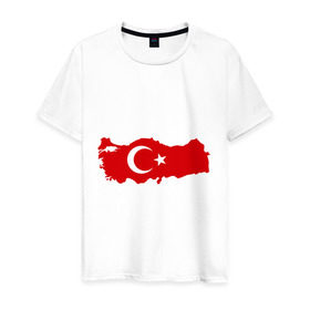 Мужская футболка хлопок с принтом Турция (Turkey) в Курске, 100% хлопок | прямой крой, круглый вырез горловины, длина до линии бедер, слегка спущенное плечо. | turkey | символ | страна | турция | флаг