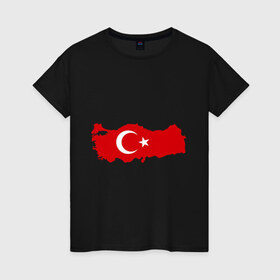 Женская футболка хлопок с принтом Турция (Turkey) в Курске, 100% хлопок | прямой крой, круглый вырез горловины, длина до линии бедер, слегка спущенное плечо | turkey | символ | страна | турция | флаг