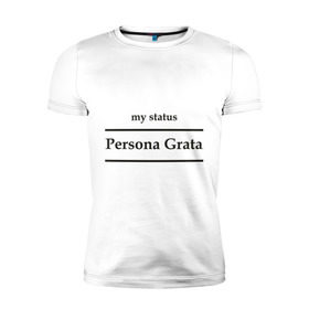 Мужская футболка премиум с принтом Persona Grata в Курске, 92% хлопок, 8% лайкра | приталенный силуэт, круглый вырез ворота, длина до линии бедра, короткий рукав | club | persona grata | клуб | персона грата | статус