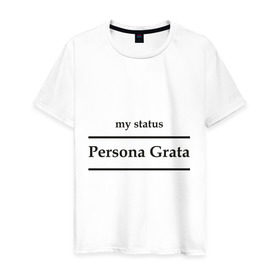 Мужская футболка хлопок с принтом Persona Grata в Курске, 100% хлопок | прямой крой, круглый вырез горловины, длина до линии бедер, слегка спущенное плечо. | club | persona grata | клуб | персона грата | статус