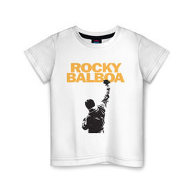 Детская футболка хлопок с принтом Рокки (Rocky Balboa) в Курске, 100% хлопок | круглый вырез горловины, полуприлегающий силуэт, длина до линии бедер | Тематика изображения на принте: емельяненко