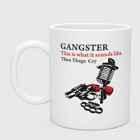 Кружка с принтом Gangster mafia в Курске, керамика | объем — 330 мл, диаметр — 80 мм. Принт наносится на бока кружки, можно сделать два разных изображения | gangsters | гангстеры | костет | мафия | оружие | пистолет | револьвер