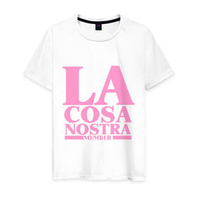 Мужская футболка хлопок с принтом La Cosa Nostra в Курске, 100% хлопок | прямой крой, круглый вырез горловины, длина до линии бедер, слегка спущенное плечо. | cosa nostra | бандит | коза ностра | мафиозе | мафия | преступность | синдикат