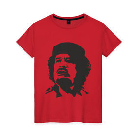 Женская футболка хлопок с принтом Каддафи в Курске, 100% хлопок | прямой крой, круглый вырез горловины, длина до линии бедер, слегка спущенное плечо | кадафи | каддафи | ливия | муамар | муаммар