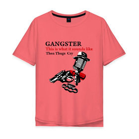 Мужская футболка хлопок Oversize с принтом Gangster mafia в Курске, 100% хлопок | свободный крой, круглый ворот, “спинка” длиннее передней части | gangsters | гангстеры | костет | мафия | оружие | пистолет | револьвер