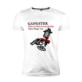 Мужская футболка премиум с принтом Gangster mafia в Курске, 92% хлопок, 8% лайкра | приталенный силуэт, круглый вырез ворота, длина до линии бедра, короткий рукав | Тематика изображения на принте: gangsters | гангстеры | костет | мафия | оружие | пистолет | револьвер