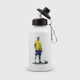 Бутылка спортивная с принтом Roberto Carlos в Курске, металл | емкость — 500 мл, в комплекте две пластиковые крышки и карабин для крепления | Тематика изображения на принте: 