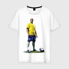 Мужская футболка хлопок с принтом Roberto Carlos в Курске, 100% хлопок | прямой крой, круглый вырез горловины, длина до линии бедер, слегка спущенное плечо. | 