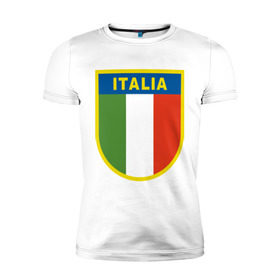Мужская футболка премиум с принтом Италия в Курске, 92% хлопок, 8% лайкра | приталенный силуэт, круглый вырез ворота, длина до линии бедра, короткий рукав | государство | европа | европейский | италия | флаг