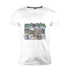 Мужская футболка премиум с принтом Wu-Tang Cooking в Курске, 92% хлопок, 8% лайкра | приталенный силуэт, круглый вырез ворота, длина до линии бедра, короткий рукав | clan | ву танг | клан