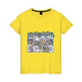 Женская футболка хлопок с принтом Wu-Tang Cooking в Курске, 100% хлопок | прямой крой, круглый вырез горловины, длина до линии бедер, слегка спущенное плечо | clan | ву танг | клан