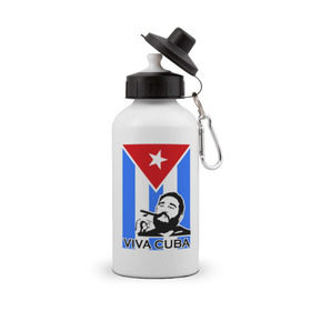 Бутылка спортивная с принтом Viva, Cuba! в Курске, металл | емкость — 500 мл, в комплекте две пластиковые крышки и карабин для крепления | cuba | viva | вива | кастро | куба | кубы | фидель | флаг