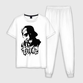 Мужская пижама хлопок с принтом 2pac (4) в Курске, 100% хлопок | брюки и футболка прямого кроя, без карманов, на брюках мягкая резинка на поясе и по низу штанин
 | gansta | hip | hip hop | hop | rap | tupac | реп | рэп | тупак | хип | хип хоп