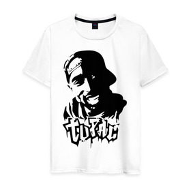 Мужская футболка хлопок с принтом 2pac (4) в Курске, 100% хлопок | прямой крой, круглый вырез горловины, длина до линии бедер, слегка спущенное плечо. | gansta | hip | hip hop | hop | rap | tupac | реп | рэп | тупак | хип | хип хоп