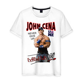 Мужская футболка хлопок с принтом John Cena Extreme Rules в Курске, 100% хлопок | прямой крой, круглый вырез горловины, длина до линии бедер, слегка спущенное плечо. | Тематика изображения на принте: wwe | бои без правил | джон сина