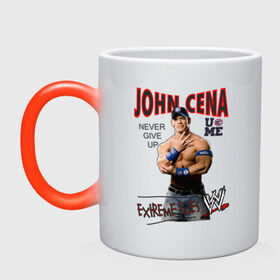 Кружка хамелеон с принтом John Cena Extreme Rules в Курске, керамика | меняет цвет при нагревании, емкость 330 мл | Тематика изображения на принте: джон сина