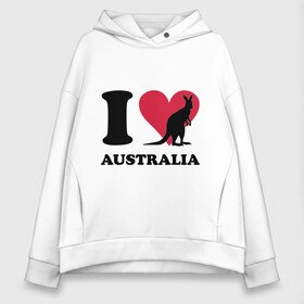 Женское худи Oversize хлопок с принтом I love Australia в Курске, френч-терри — 70% хлопок, 30% полиэстер. Мягкий теплый начес внутри —100% хлопок | боковые карманы, эластичные манжеты и нижняя кромка, капюшон на магнитной кнопке | i love | i love australia | кенгуру | я люблю | я люблю австралию