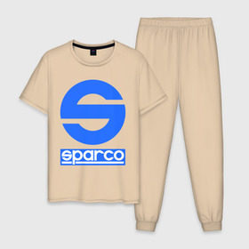 Мужская пижама хлопок с принтом Sparco (Спарко) в Курске, 100% хлопок | брюки и футболка прямого кроя, без карманов, на брюках мягкая резинка на поясе и по низу штанин
 | sparco | автотюнинг | спарко | тюнинг