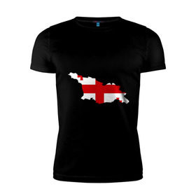 Мужская футболка премиум с принтом Грузия (Georgia) в Курске, 92% хлопок, 8% лайкра | приталенный силуэт, круглый вырез ворота, длина до линии бедра, короткий рукав | georgia | грузия | карта грузии | флаг грузии