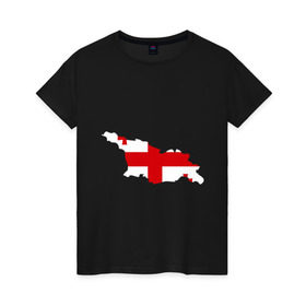 Женская футболка хлопок с принтом Грузия (Georgia) в Курске, 100% хлопок | прямой крой, круглый вырез горловины, длина до линии бедер, слегка спущенное плечо | georgia | грузия | карта грузии | флаг грузии