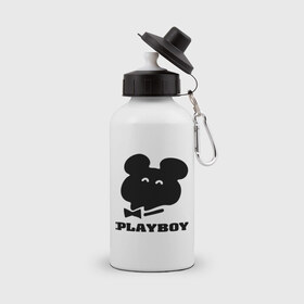 Бутылка спортивная с принтом Playboy mishka в Курске, металл | емкость — 500 мл, в комплекте две пластиковые крышки и карабин для крепления | Тематика изображения на принте: mishka | playboy | медведь | мишка | олимпиада 80 | олимпийский мишка | плейбой