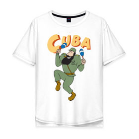 Мужская футболка хлопок Oversize с принтом Cuba - Fidel Castro в Курске, 100% хлопок | свободный крой, круглый ворот, “спинка” длиннее передней части | castro | cuba | fidel | кастро | куба | лидер | фидель