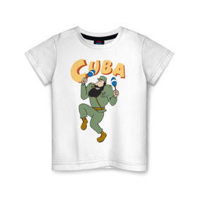 Детская футболка хлопок с принтом Cuba - Fidel Castro в Курске, 100% хлопок | круглый вырез горловины, полуприлегающий силуэт, длина до линии бедер | Тематика изображения на принте: castro | cuba | fidel | кастро | куба | лидер | фидель