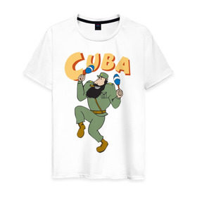 Мужская футболка хлопок с принтом Cuba - Fidel Castro в Курске, 100% хлопок | прямой крой, круглый вырез горловины, длина до линии бедер, слегка спущенное плечо. | castro | cuba | fidel | кастро | куба | лидер | фидель