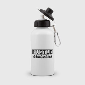 Бутылка спортивная с принтом Hustle Huyastle в Курске, металл | емкость — 500 мл, в комплекте две пластиковые крышки и карабин для крепления | gangsta | gansta | hip | hip hop | hop | rap | рэп | рэпчина | хип | хип хоп | хипхоп | хоп