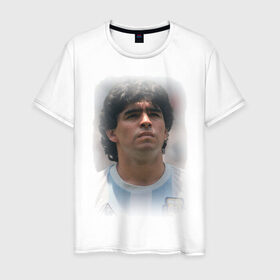 Мужская футболка хлопок с принтом Diego Maradona (2) в Курске, 100% хлопок | прямой крой, круглый вырез горловины, длина до линии бедер, слегка спущенное плечо. | diego maradona | footballplayer | болельщикам | диего марадона | евро 2012 | футбол | футболист