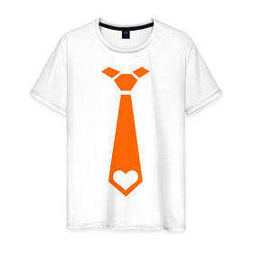 Мужская футболка хлопок с принтом Галстук сердце в Курске, 100% хлопок | прямой крой, круглый вырез горловины, длина до линии бедер, слегка спущенное плечо. | 