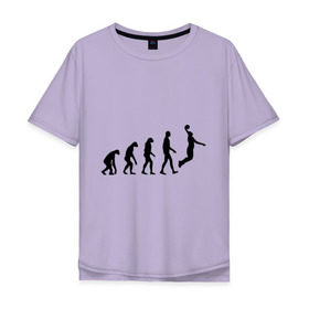 Мужская футболка хлопок Oversize с принтом Баскетбольная эволюция в Курске, 100% хлопок | свободный крой, круглый ворот, “спинка” длиннее передней части | баскетбол | баскетболист | дарвин | человек | эволюция