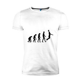Мужская футболка премиум с принтом Баскетбольная эволюция в Курске, 92% хлопок, 8% лайкра | приталенный силуэт, круглый вырез ворота, длина до линии бедра, короткий рукав | Тематика изображения на принте: баскетбол | баскетболист | дарвин | человек | эволюция