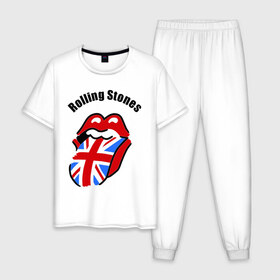 Мужская пижама хлопок с принтом Rolling Stones (3) в Курске, 100% хлопок | брюки и футболка прямого кроя, без карманов, на брюках мягкая резинка на поясе и по низу штанин
 | Тематика изображения на принте: rolling stones