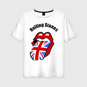 Женская футболка хлопок Oversize с принтом Rolling Stones (3) в Курске, 100% хлопок | свободный крой, круглый ворот, спущенный рукав, длина до линии бедер
 | rolling stones