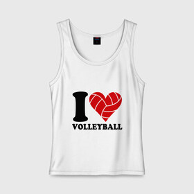 Женская майка хлопок с принтом I love volleyball - Я люблю волейбол в Курске, 95% хлопок, 5% эластан |  | волейбол